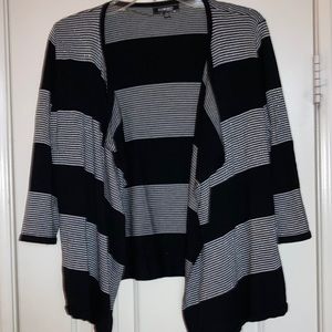 Elementz - black and white striped cardigan.  Petite Medium / EUC